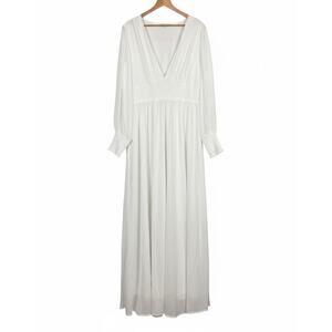 Baltic Born Womens 1X Olivia Maxi Boho Wedding White Formal Bump Friendly Dress